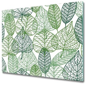 Üveg vágódeszka Zöld levelek mintázata 60x52 cm