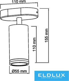 UNIVERSO Spot lámpatest 1xGU10 Max.35w IP20 D55x110x110mm Fehér