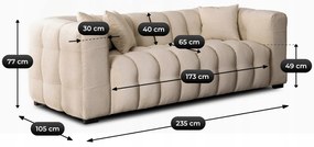Sofa MODERNO 3S Trzyosobowa Kremowa
