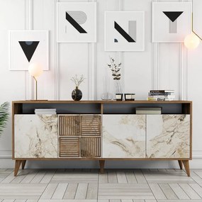 Konzolasztal Milan - Diós, Fehér Marble
