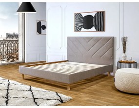 Bézs kárpitozott franciaágy ágyráccsal 160x200 cm Romane – Bobochic Paris