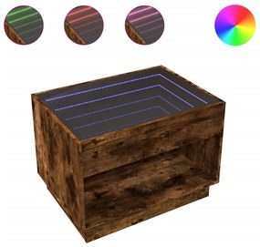 Füstös tölgy végtelen hatású LED-es dohányzóasztal 70x50x50 cm