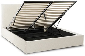 Krém Bouclé Franciaágy Ágyneműtartóval. 160x200 MARSYLIA