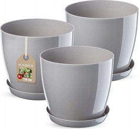 Virágtartó Fedő 28 cm Virágágyás Állvánnyal Szürke Műanyag 3 db