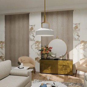 Quoizel QZ-BRECKEN-2P-AB-OPAL - Rúdon függesztett csillár BRECKEN 2xE27/60W/230V arany/fehér