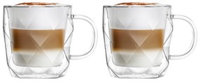 Üveg bögre szett 2 db-os cappucinóhoz-duplafalú 330 ml Geo – Vialli Design