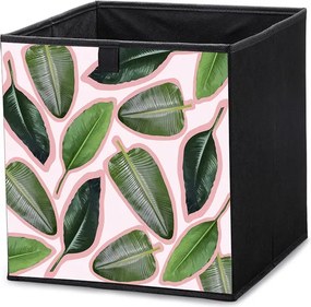 Textil tárolódoboz levélmintával 31x31x31