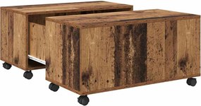vidaXL Dohányzóasztal fiókkal Öreg fa 75 x 75 x 38 cm Faanyag