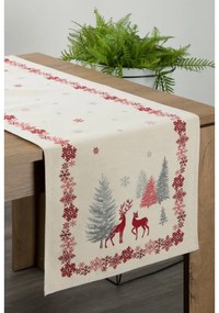 Téli hangulatú gobelin asztali futó rénszarvassal Krémszín 47x140 cm +/-5%