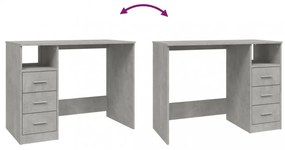 betonszürke szerelt fa íróasztal fiókokkal 102x50x76 cm
