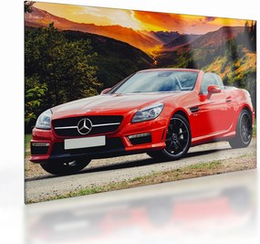 Kép - piros Mercedes (üvegen) (70x50 cm)