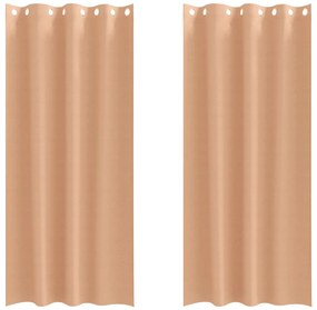 Függönyök függönyökkel 2 pcs Világosbarna 245x140cm Poliészter
