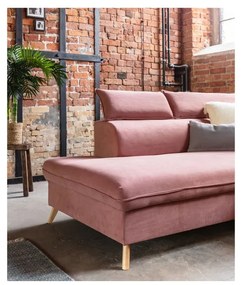 Világos rózsaszín bársony kinyitható sarokkanapé (bal oldali-"U" alakú) Sweet Harmony – Miuform