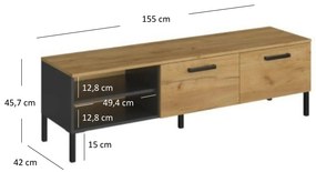 TV asztal Shanna (arany craft tölgy + antracit). 1053220
