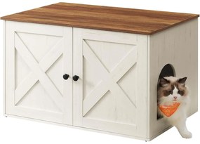 Feandrea macskaalom-bútor elrejtett kialakítással, 80 × 53 × 50 cm, barna és fehér színben