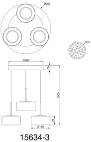 Globo 15634-3 - LED Csillár zsinóron FOGSY 3xLED/8W/230V