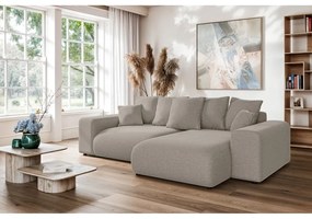 Bézs kinyitható tárolóhelyes sarokkanapé (variálható sarok) Luma – Ropez