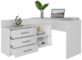 Dany sarok íróasztal polccal, tárolóval, fehér