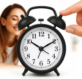 Ébresztőóra Retro Klasszikus Fekete Karóra Hangos Álló Riasztó Üllő Fekete