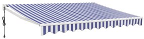 kék és fehér automata behúzható napellenző 3 x 2,5 m