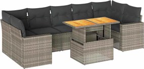 vidaXL 8 részes szürke polyrattan kerti ülőgarnitúra párnákkal