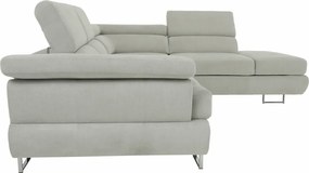 Ülőgarnitúra tárolóhellyel, világosszürke, szövet, jobbos, BUTON R