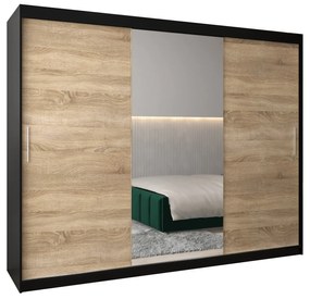 Ruhásszekrény 250 cm Toki 1 (matt fekete + szonoma tölgy). 1064950