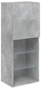 betonszürke TV-szekrény LED lámpákkal 40,5 x 30 x 102 cm