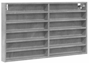 betonszürke szerelt fa vitrinszekrény 100 x 8,5 x 58 cm