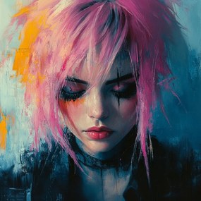 Canvas Vászonkép Portré Lány Cyberpunk Grunge Noir 80x80