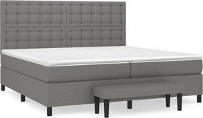 vidaXL sötétszürke szövet rugós ágy matraccal 200 x 200 cm
