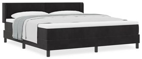Boxspring Ágy Mattal Fekete 180x200 cm Bársony