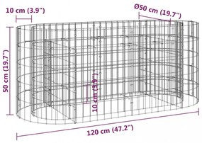 horganyzott vas gabion magaságyás 120 x 50 x 50 cm