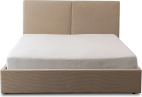 Ágy 160x200 cm méretben, ágyneműtartóval, bézs színben, kordbársony kárpittal MARSYLIA