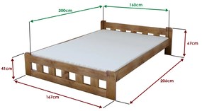 Naomi magasított ágy 160x200 cm, tölgyfa Ágyrács: Léces ágyrács, Matrac: Somnia 17 cm matrac