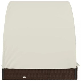 2 személyes barna polyrattan napágy kerek tetővel 211x112x140cm