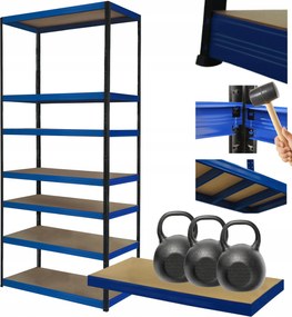 Tárolószekrény fém állvány Helios 270x120x50cm 7Px350kg Tömör Kék