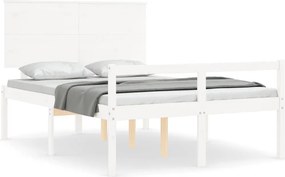 vidaXL fehér tömör fa ágy időseknek fejtámlával 140x200 cm
