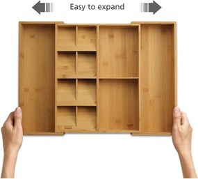 Natúr színű állítható bambusz evőeszköztartó fiókba 32 x 40 cm DrawerStore Bamboo – Joseph Joseph