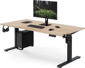 Elektromos íróasztal magasságállítással ergonomikus antracit/sonoma tölgy,1600x800 mm: ARIA
