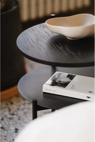 Fekete éjjeliszekrény tölgyfa dekoros asztallappal Tu – noo.ma