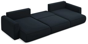 Sötétkék bársony kinyitható-tárolóhelyes (U alakú) sarokkanapé Kapua – Makamii