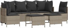 vidaXL 5 részes világosszürke polyrattan kerti ülőgarnitúra párnákkal