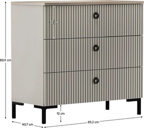 Komód, szürkésbarna Taupe/silverjack tölgy, DOMCA 3S