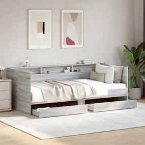 szürke sonoma kanapéágy fiókkal matrac nélkül 90x200 cm