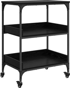 vidaXL Konyhai kocsi Fekete tölgy 60 x 41 x 80.5 cm Faanyag