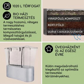 Blumfeldt High Grow magaságyás kerti ágyás 2,0 m cink-alumínium bevonat ezüst