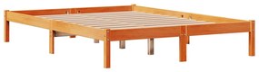 viaszbarna tömör fenyőfa ágykeret fejtámlával 120 x 200 cm