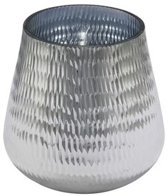 Ezüst üveg mécsestartó, 10x10x11cm