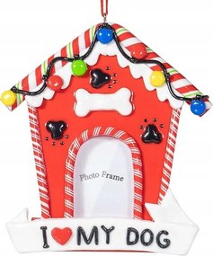 Kutya képkeret karácsonyfára akasztható 12x11 cm